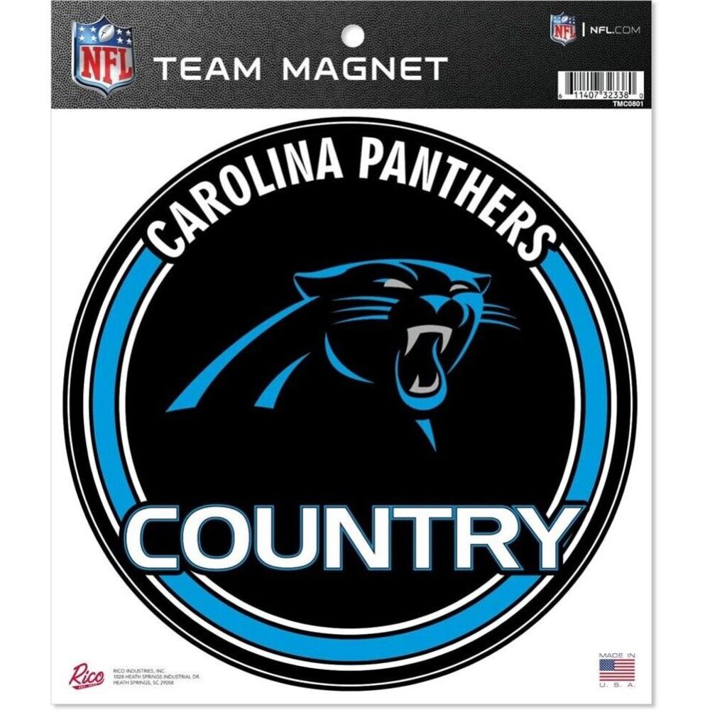 NFL Carolina Panthers Team Magnet heavy Gauge‎ Magnetic Vinyl - 8 in Magnet